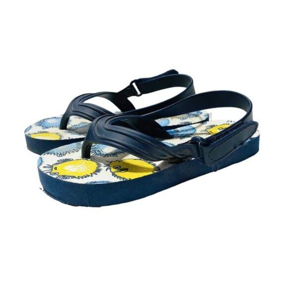 GAP puffer fish rubber sandals blue yellow - Picture 2 of 3